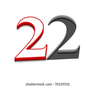 3d vector number two design with isolated on white.