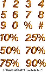 3D Vector of numbers Gradient color numeral alphabet.