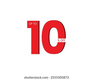 3D  vector numbers Illustration 10%, percent . Sale off discount promotion made of realistic red numbers 3d. Template discount vector for your unique selling poster, banner ads.