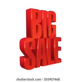 3d vector object of the word BIG SALE. Red text. Eps 10.