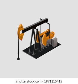 3d vector of oil pump jack or nodding horse pumping unit, isolated on white background. Vector illustration