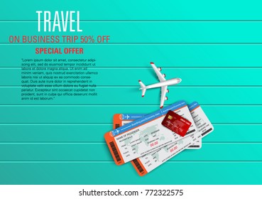 3D vector on the theme of travel , vacation, adventure. Preparing for your journey. Outfit of modern traveler Top view
