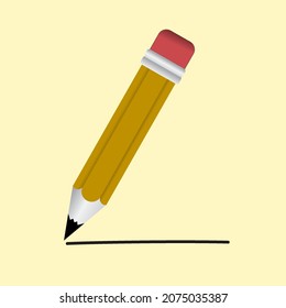 3D VECTOR ORANGE PENCIL WITH ERASER. GREAT FOR POSTERS AND SYMBOLS OF CHILDREN'S IMAGES