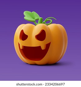 Calabaza vectorial Naranja con sonrisa cortante, concepto de feriado de Halloween. Vector Eps 10.