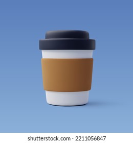 3d Vector Paper coffee cup. Тakeaway Сoffee or tea, Coffee to go concept. Eps 10 Vector.