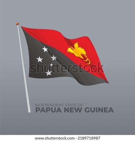 3D vector Papua New Guinea national waving flag