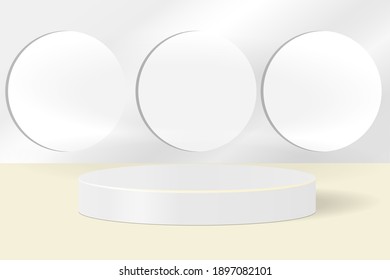 3d vector pastel Fondo de color púrpura claro con formas geométricas, podio en el suelo. Plataformas para la presentación del producto, fondo. Diseño de composición abstracta, el producto de conjunto de círculo es púrpura
