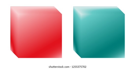 3D vector pattern of colored cubes on a white background. Set of colored spatial shapes. Vector illustration. Different combinations of cubes. Geometric logo. EPS 10.