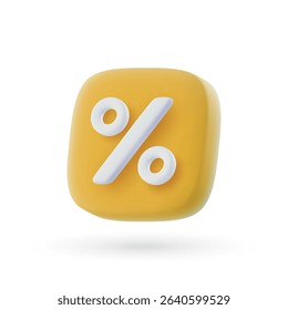 3d vector percent discount icon in cartoon minimal style.