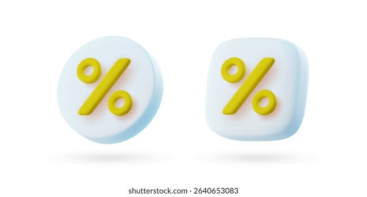 3d vector percent discount icons in cartoon minimal style.
