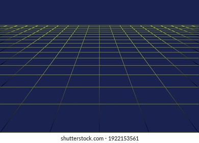 Cuadrícula de perspectiva del vector 3D. Resumen del paisaje de la estructura alambrada. Líneas detalladas sobre el fondo negro.