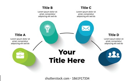 3D Vector Perspective Infographic. Presentation slide template. 4 step options. Chart concept. Colorful creative info graphic design.