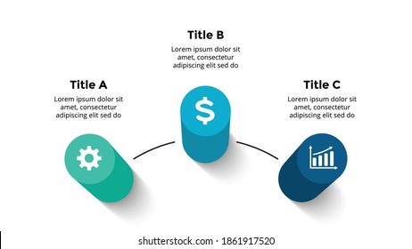 3D Vector Perspective Infographic. Presentation slide template. 3 step options. Chart concept. Colorful creative info graphic design.