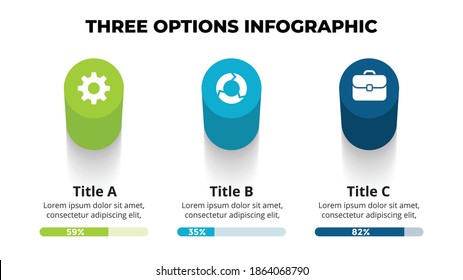 3D Vector Perspective Infographic. Presentation slide template. 3 step options. Chart concept. Colorful creative info graphic design.