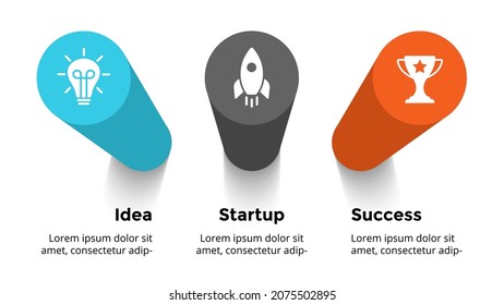 3D Vector Perspective Infographic. Presentation Business Slide Template. 3 Step Options. Timeline Chart Diagram Concept.