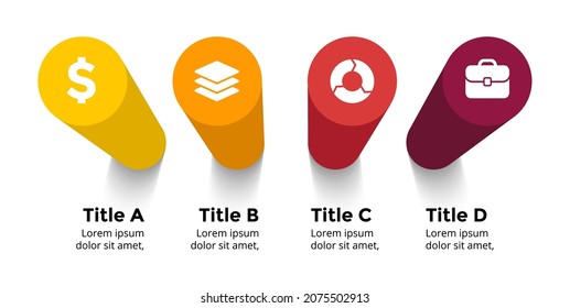 3D Vector Perspective Infographic. Presentation business slide template. 4 step options. Timeline chart diagram concept.