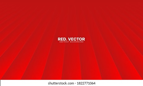 3D Vector Perspective Smooth Lines Deep Red Abstract Background. Luxury Gala Ceremonial Elegant Decoration. Minimalist Style Bright Red Wallpaper. Depth Of Field Effect. Optical Illusion Image