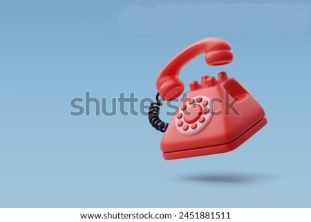 3d Vector Phone with tube, Hotel reception and room service banner, Hotel booking concept. Eps 10 Vector.