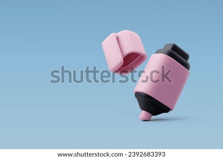 3d Vector Pink marker pen, Stationery icons, Office and Business concept. Eps 10 Vector.