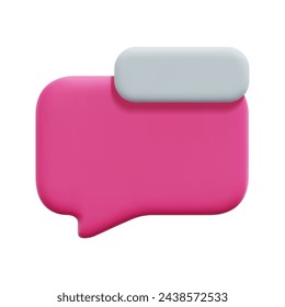 3d vector pink rectangle bubble icon. Isolated on white background. 3d social media communication concept. Cartoon minimal style. 3d pink chat icon vector render illustration.