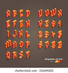 3d vector pixel alphabet and numbers