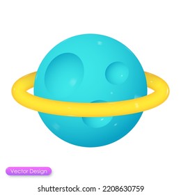 3d vector Planet with ring around for the website browser concept. Saturn, Jupiter, Uranus, Neptune. 3d icon planet glossy shade style for mobile app. Sending messages symbol.3d vector illustration.