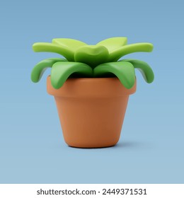 3d Vector Plant in blown pot, Furniture and hotel booking concept. Eps 10 Vector.