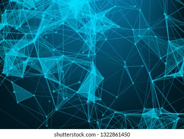 3d Vector plexus like background. Technology and connection theme. Bright vertexes connected with thin lines.