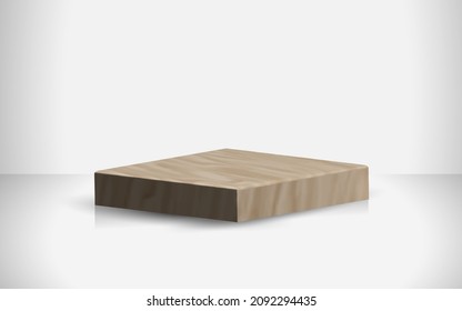 Podium vectoriel 3D vide, socle en bois de style.