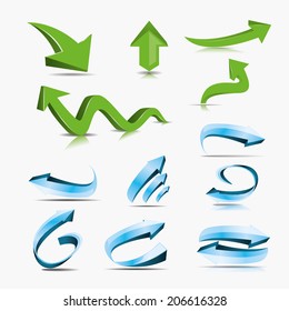 3d vector pointer arrow icon set