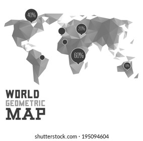 3d vector polygonal world map and infographics elements