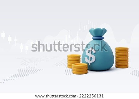 3D Vector Pouch Money bag and coins, Online payment, Business and finance concept. Eps 10 Vector.