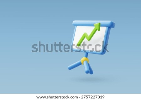 3D vector Presentation board with upward arrow chart, Growth, Progress, Success, Strategy and Financial performance concept. Eps 10 Vector.
