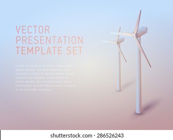 3d vector presentation template with wind turbine