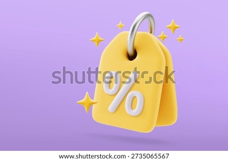 3D Vector Price tags with percentage. Discounts, sales on goods, products. Icon, web design. Business and finance. Vector illustration.