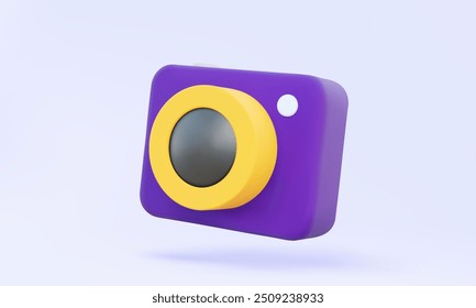 3D vector purple film camera icon symbol on isolated pastel background. photography concept. model digital technology old cartoon style object. Eps 10 vector. 3d render illustration. elements