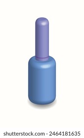 3D-Vektorgrafik lila eisblau Kunststoff isolierte Nagelfarbe Nahaufnahme Hintergrund,
Kosmetik-Nagellack-Container-Verpackung für Frauen Produktfotografie Schönheitskonzept, Frontansicht 3D-Darstellung realistischer Nägel