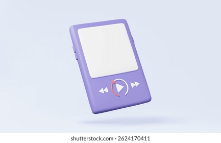 3D vector Purple music player icon minimal cartoon style on pastel background. multimedia technology design electronic playlist streaming concept. sound musical radio. Eps 10 vector. illustration.