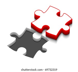 3d vector puzzle design with isolated on white.