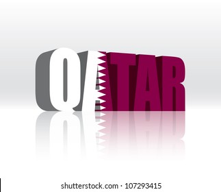 3D Vector Qatar Word Text Flag