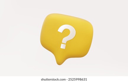 3D vector question mark on pastel background. Message operator help chat contact, ask faq answer solution information, support consultant talk concept. Cartoon cute smooth. 3d render illustration