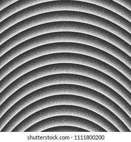 3D Vector Radial Smooth Curved Lines Retro Style Dotwork Background. Abstract Hand Made Dotted Stippling Engraving Texture