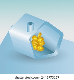 3D vector real estate with coins. 3d saving money on credit house, financial property concept, investment in saving money. 3d stack of coins and tiny home bank. Vector graphics. - Powered by Shutterstock - Get 15% off with code: PIKWIZARD15