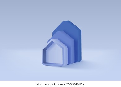 3D Vector Real Estate For Personal Loan On Background. Money Saving To Loan House, Property Concept Of Financial, Money Investment. Real Estate Financial Concept. 3d Home Finance Icon Vector Render