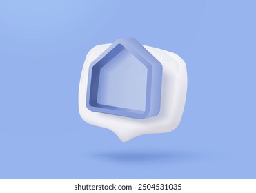 3D vector real estate for personal loan on bubble icon. mortgage housing to money, rental property of financial, money investment project. 3d residence financial icon vector render illustration