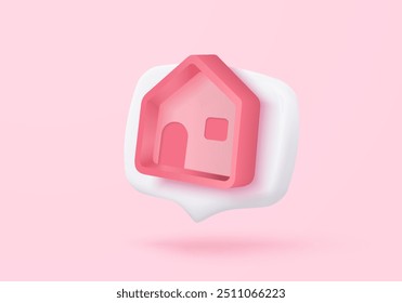 3D vector real estate for personal loan on bubble icon. mortgage housing to money, rental property of financial, money investment project. 3d residence financial icon vector render illustration