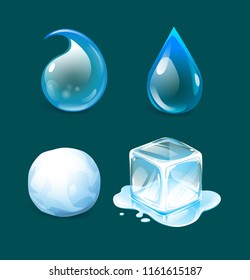 3d vector realistic drop of water ice snow