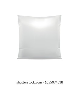 3d vector realistic pillow. Square Shape. mockup isolated on white background. blank template. Ready for your design. EPS10. frontal view.