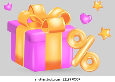 3d vector realistic render goft giftbox sale banner black friday new year icon 