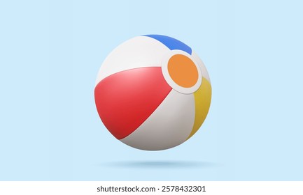 3D vector realistic Summer beach ball for play outdoor activity trip planning relax Season holiday travel tourism tour vacation concept. Ball icon colorful minimal cartoon. Eps 10 vector. illustration